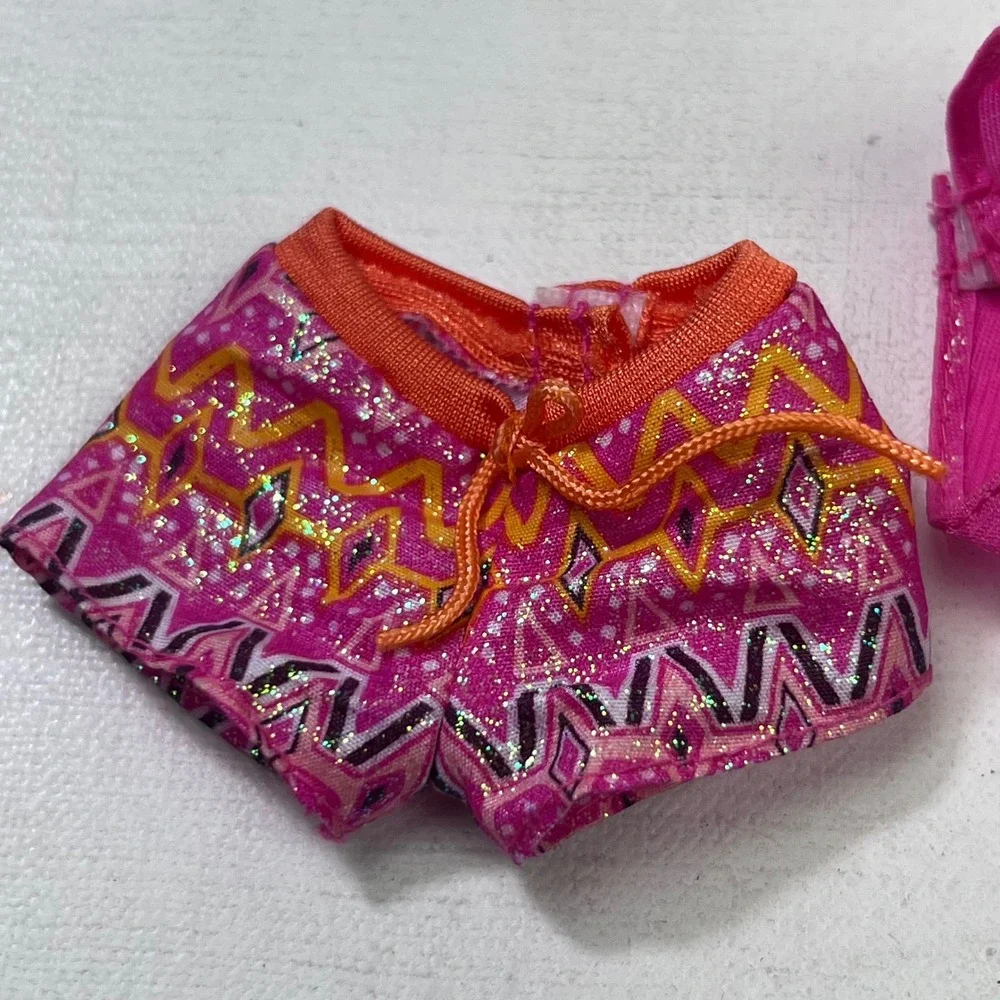 Barbie Doll Clothes Pink Glitter Zigzag Shorts and Top Set Mattel Fashion